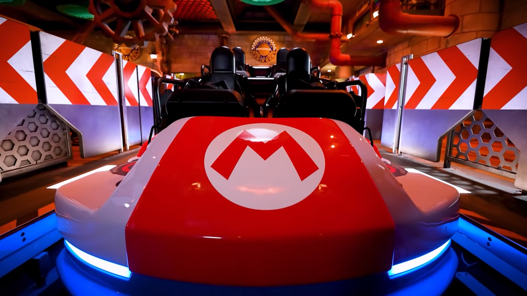喔喔喔喔是真的瑪利歐賽車！／圖片來源：YouTube@USJ公式チャンネル