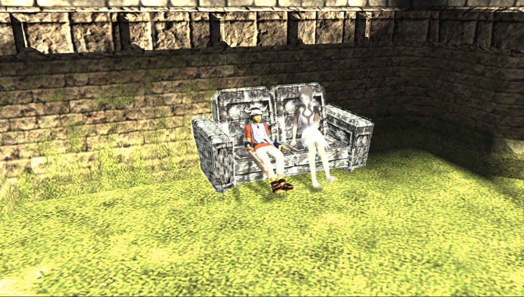 遊戲中儲存進度的方式很特別，是主角必須和女主角兩個人一起坐在長椅上才可以記錄，但...