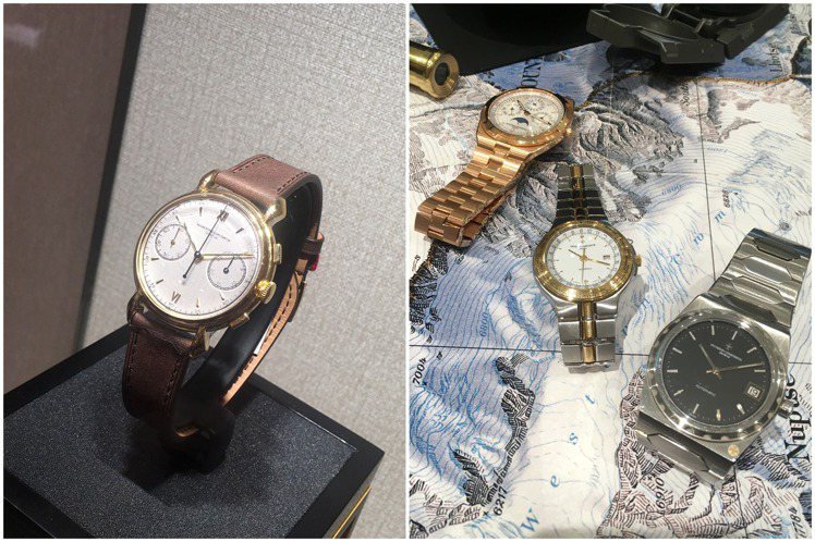 江詩丹頓正於台北101專賣店上展出古董時計，時間橫跨63年的六枚古董與現代作品，展現優雅運動的時間可能。記者 / 釋俊哲攝影。