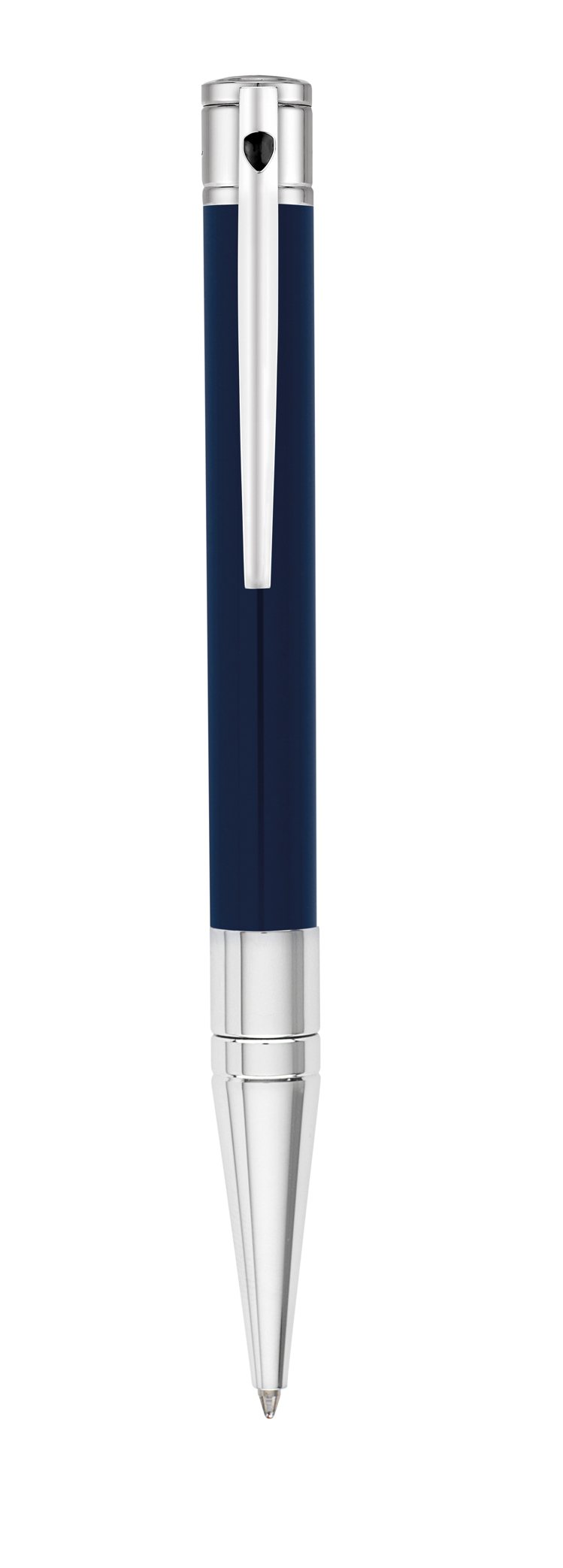 都彭D-INITIAL系列筆具 ，金屬材質，採用銜接式筆夾，筆夾上鐫刻象徵S.T. Dupont145週年紀念的徽章綴飾與"D"品牌標誌，5,300元。圖／迪生提供