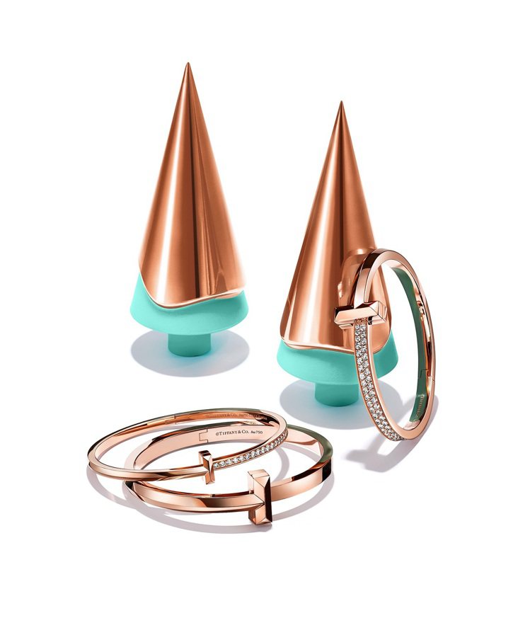 Tiffany T1 18K玫瑰金手環，33萬5,000元起。圖／Tiffany提供