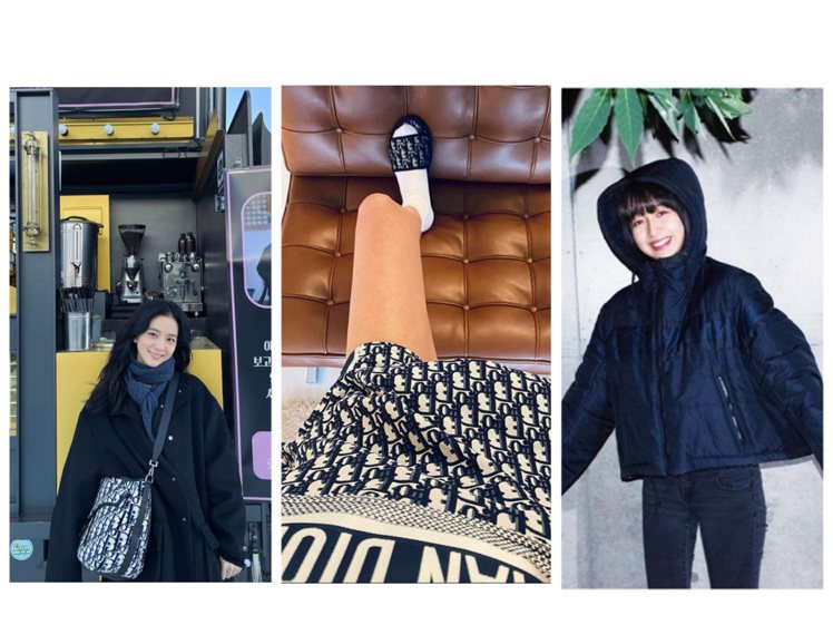 BLACKPINK的Jisoo、孫芸芸、木村心美都詮釋Dior Oblique系列相關單品。圖／取自IG