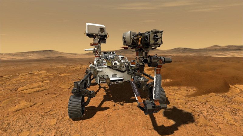 美国航太总署毅力号探测车登陆火星概念图。路透(photo:UDN)