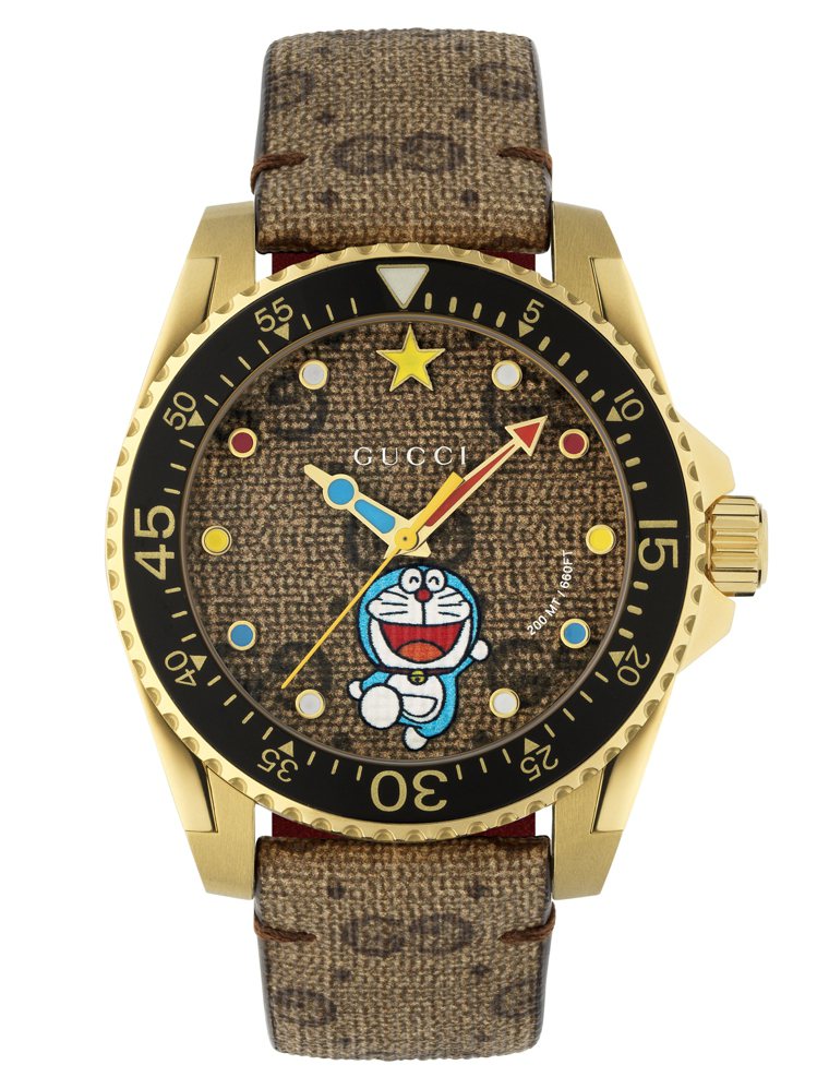 哆啦A夢Gucci Dive系列腕表，51,000元。圖／Gucci提供