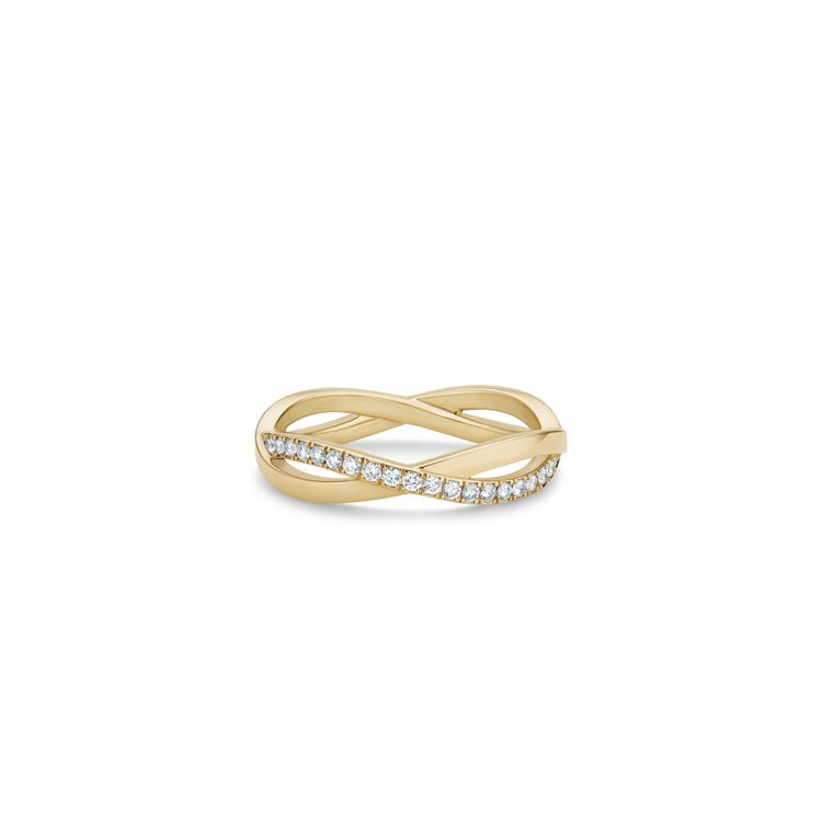 DE BEERS Infinity 18K黃金半鑲鑽戒指，89,000元。圖／DE BEERS提供