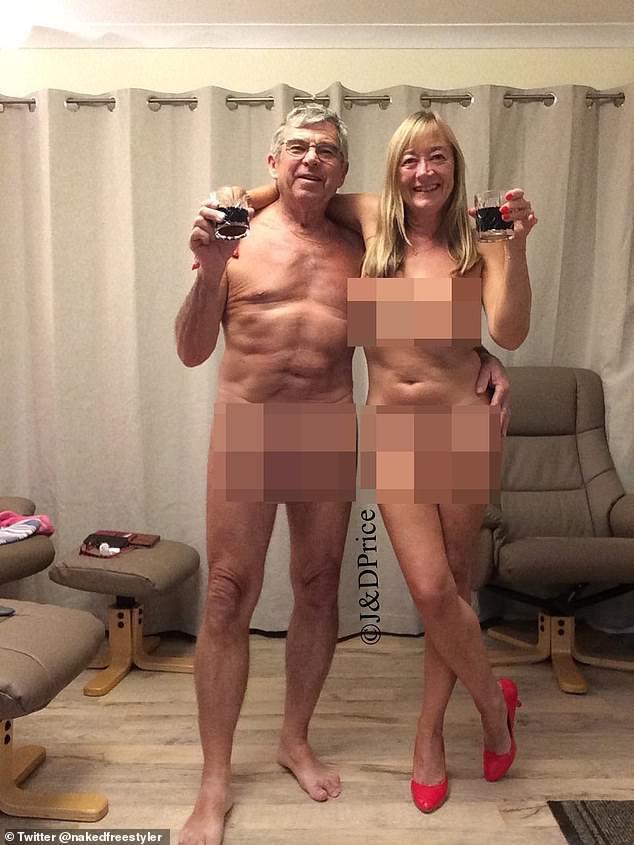 夫妻俩在家也全裸。 图撷自唐娜推特(photo:UDN)