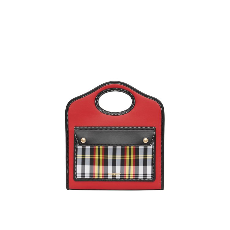 BURBERRY新春系列迷你三色拼接格紋迷你Pocket包，46,500元。圖／...
