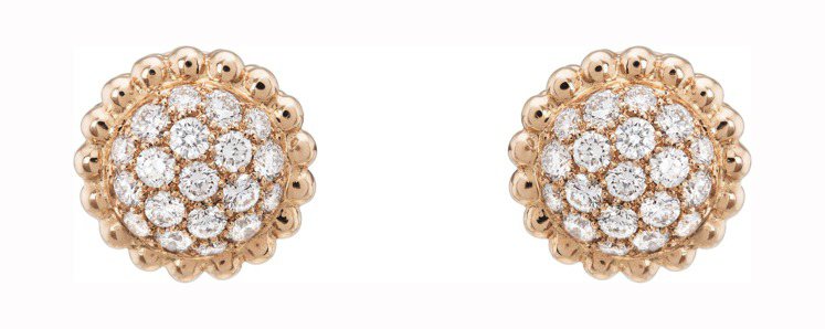梵克雅寶Perlée鑽石耳環，玫瑰金鑲嵌鑽石，35萬2,000元。圖／梵克雅寶提供