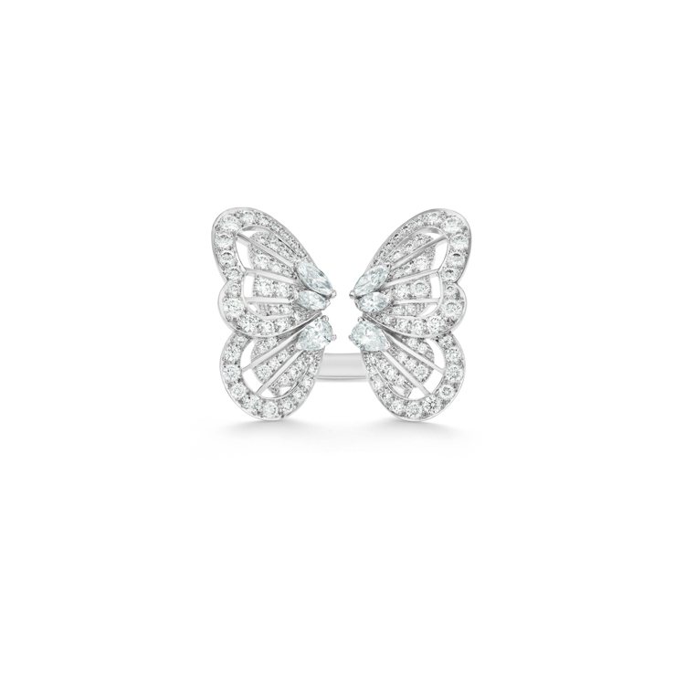 DE BEERS Monarch Butterfly高級珠寶白鑽戒指，118萬5,000元。圖／DE BEERS提供