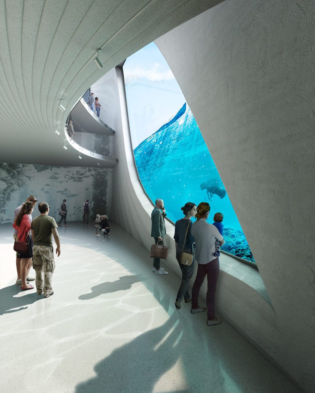 將於2022年完工的澳洲海洋探索中心，部分建物位於海底下。圖／Baca Arch...