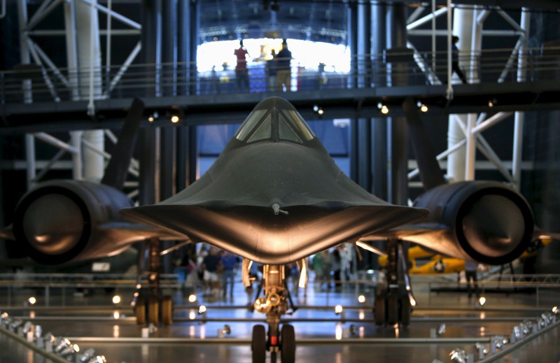 美國維吉尼亞州史密森尼航空博物館展出SR-71「黑鳥」戰略偵察機。路透