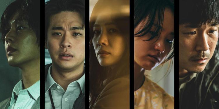 「屍速列車」導演延尚昊執導最新驚悚韓劇「地獄」，找來劉亞仁（左一）和朴正民（左二）主演。圖／Netflix提供