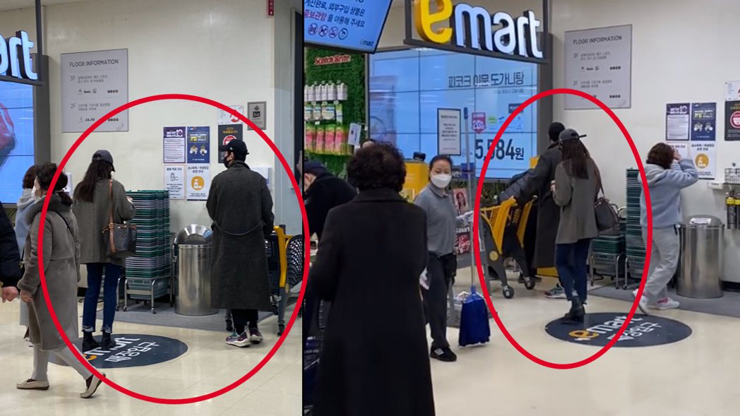 網友稱在韓國超市偶遇鄭敬淏與秀英。圖／擷自微博