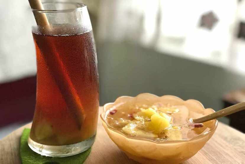 糖漬鳳梨運用極廣，可以作成飲料，也可以搭配甜湯。
 圖／楊語芸　攝影