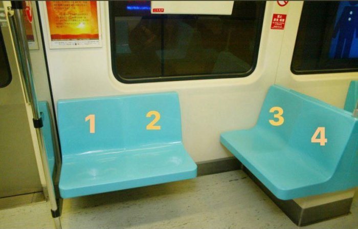 有網友在Dcard上以「捷運座位」為題，表示自己最喜歡「3號座位」，因為位子靠窗不會人擠人，坐下去頭還可以靠著旁邊睡覺。 圖／翻攝自Dcard