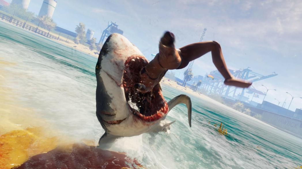 《食人鯊》中充滿了血腥的殺戮場景，但遊戲本身的風格更偏重幽默而非恐怖