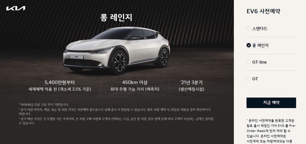 Kia長里程版EV6預售價為5,400萬韓元 (約台幣137.4萬元)。 摘自K...