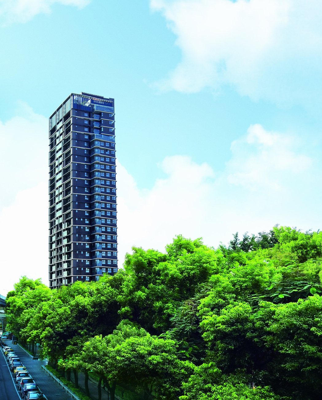 「昕彤觀瀾」打造台北橋上空摩天27層地標建築。