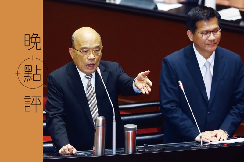 對於太魯閣事故，民進黨防火牆已很清楚：要林佳龍（右）一肩扛，責任不能燒到蘇貞昌（左）。圖／聯合報系資料照片