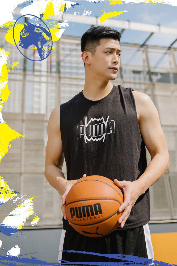 陳孝榮演繹PUMA Hoops系列休閒背心980元、Puma Basketball Top籃球 1,580元。