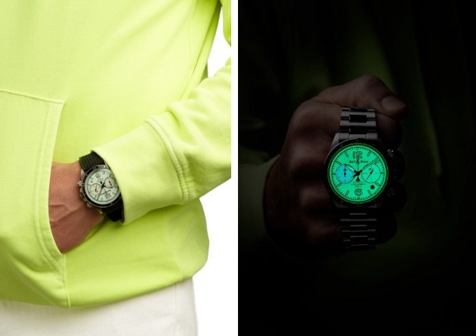 從2017以降，Bell & Ross已發表多款夜光腕表，堪稱一組完整的軍事風格「夜光家族」時計。圖 / 柏萊士提供（合成圖）。