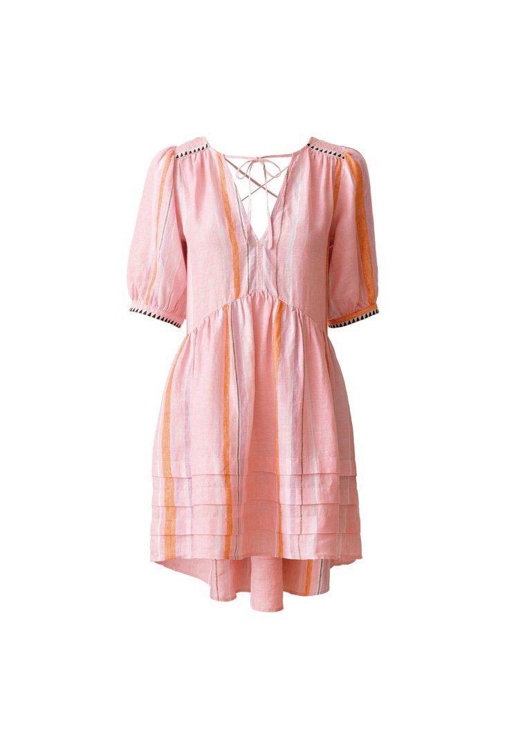 H&M lemlem聯名系列粉色連身裙裝1,299元。圖／H&M...