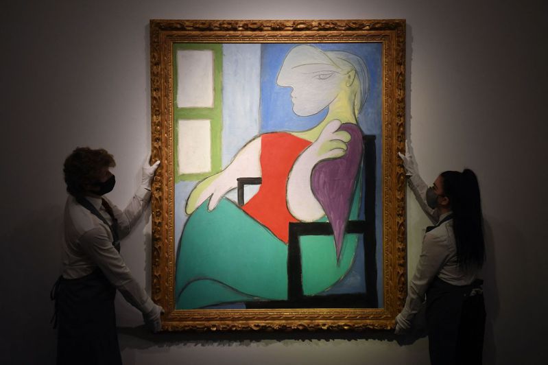 毕卡索（Pablo Picasso）画作「坐在窗前的女人」（Woman sittingby a window）。法新社(photo:UDN)