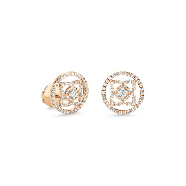 Enchanted Lotus 18K玫瑰金圓牌鑽石耳環，11萬元。圖／DE B...