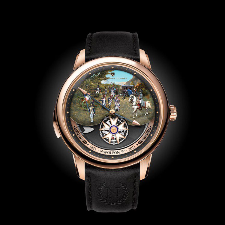 Christophe Claret近日為紀念Napoleon Bonaparte逝世200周年，推出一枚收藏級Napoleon飛行陀飛輪三問手表。圖 / Christophe Claret提供。