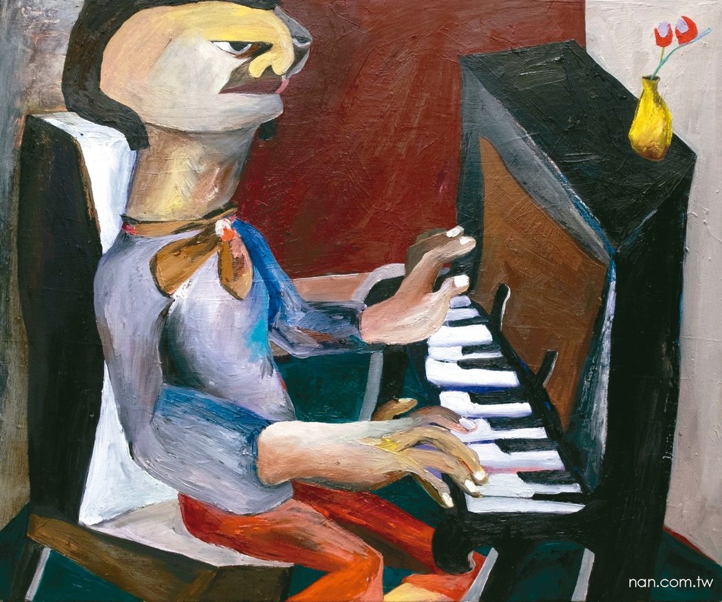 詹賀油彩作品〈鋼琴師〉。