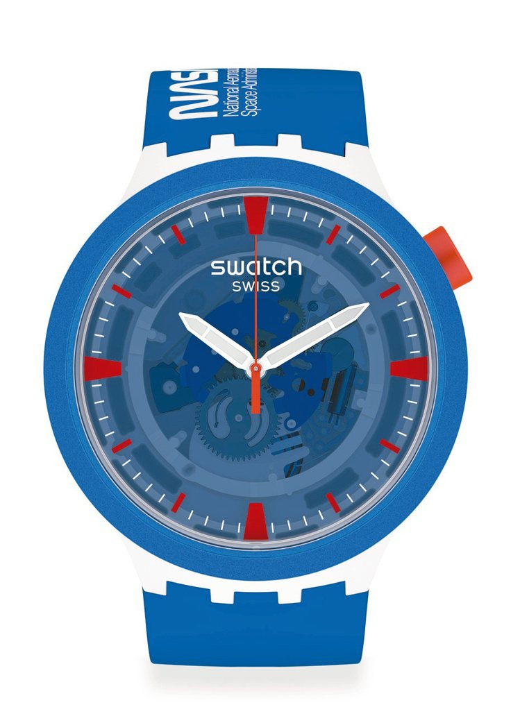 SWATCH太空系列JUMPSUIT蔚藍宇宙SB03Z100腕表，生物陶瓷表殼4...