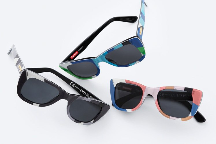 Supreme與Emilio Pucci聯名系列印花太陽眼鏡。圖／摘自Supreme官網