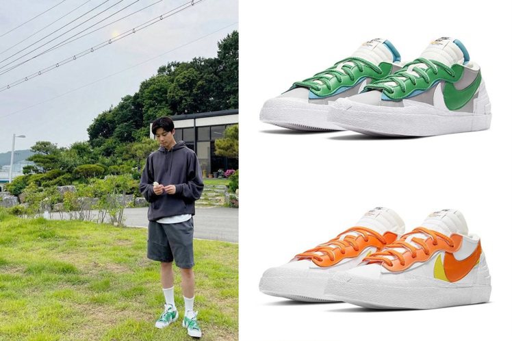 男神朴敘俊搶先上腳Nike與Sacai聯名Blazer Low潮鞋。圖／摘自instagram