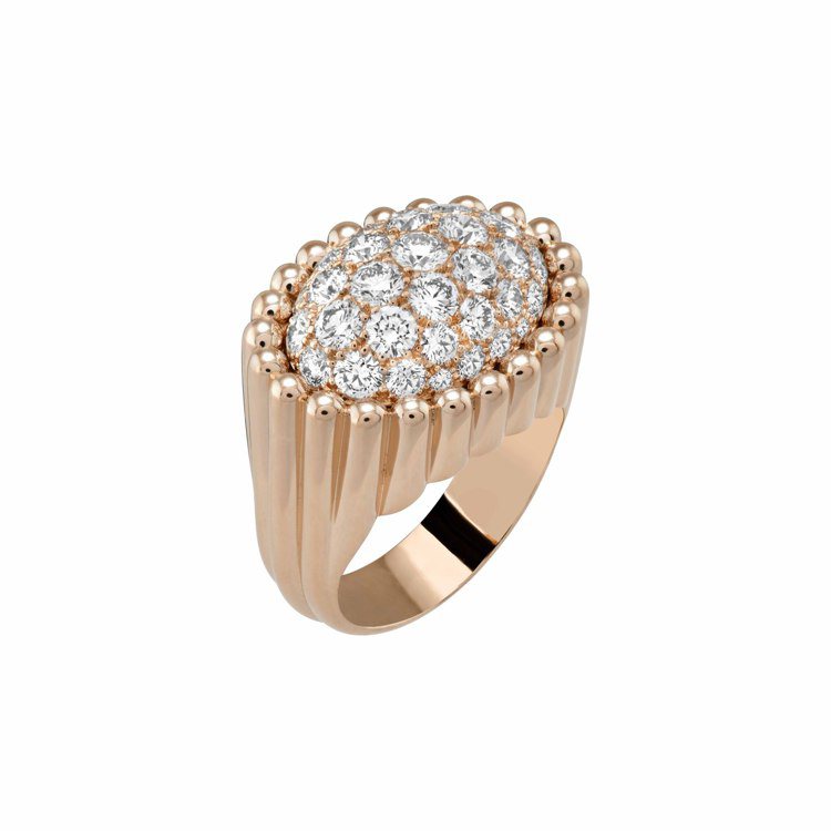 Perlée戒指，玫瑰金鑲嵌鑽石，約65萬元。圖／梵克雅寶提供