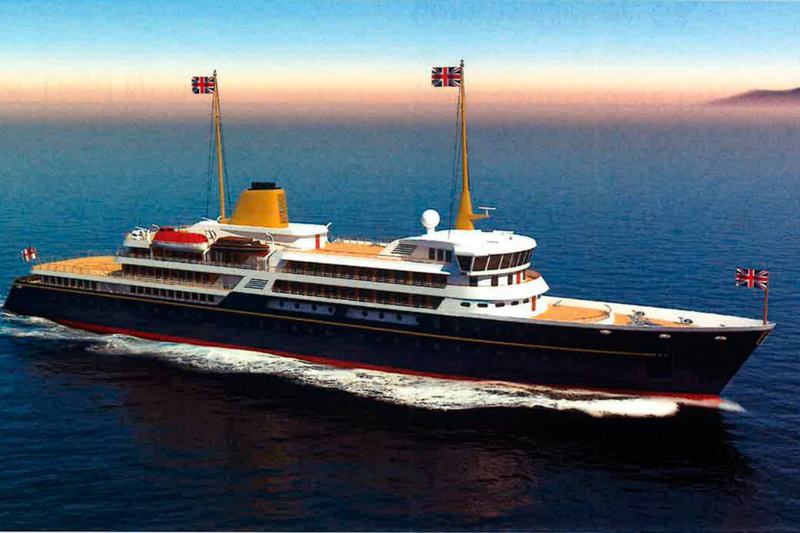 英國首相強生提出以2億英鎊（台幣77.5億元）打造一艘新的皇家遊艇「大不列顛號」，但在首相府公布設計圖後，竟被譏笑像一艘拖網漁船。圖／取自紐約時報