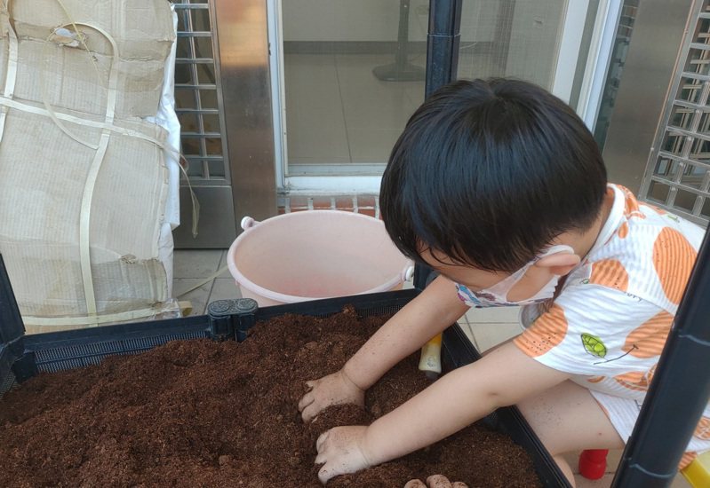 在家幫孩子規畫園藝活動，即使徒手挖土，孩子也喜愛。圖／部桃醫院提供