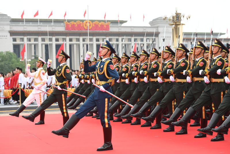 圖為7月1日上午，在北京天安門廣場舉行的中國共產黨成立100周年慶祝大會。新華社