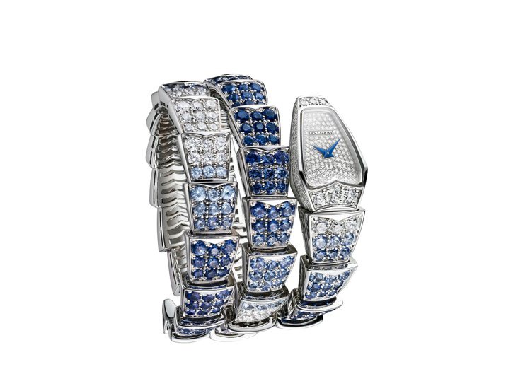 BVLGARI Serpenti Viper Blue Color Wave珠寶腕表，414萬8,000元。圖／台北101提供