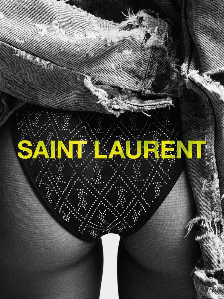 海莉比伯示範經典丹寧系列。圖／Saint Laurent提供