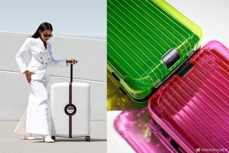 Samsonite全新概念IBON行李箱、RIMOWA的Neon系列，有著如同珠寶盒般的精緻外型，帶出門就能成為行人焦點。圖／Samsonite提供、摘自微博