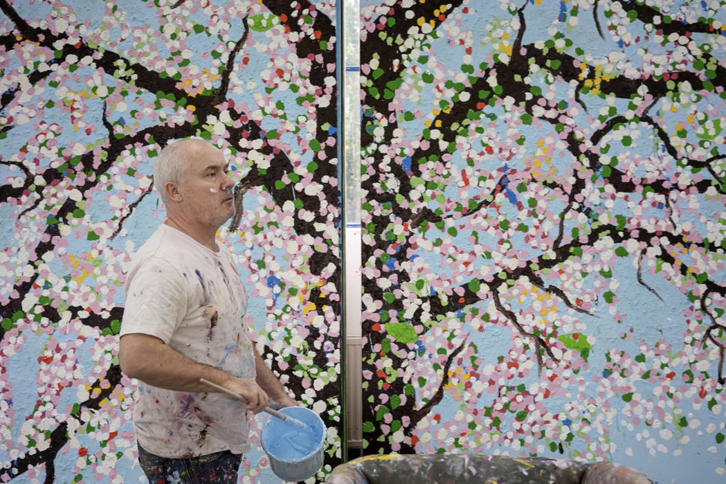 英國藝術家達米恩・赫斯特展覽《櫻花盛放》在巴黎卡地亞藝術基金會展出。圖／卡地亞提...