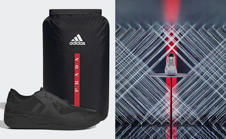 PRADA和Adidas聯名系列推出灰、黑款A+P LUNA ROSSA 21運動鞋。圖／PRADA提供