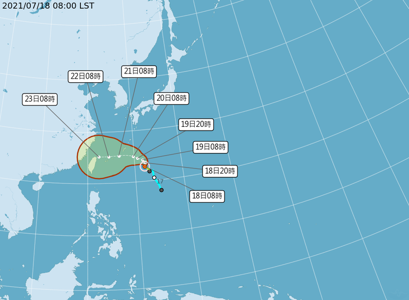 烟花颱風路徑潛勢預報。圖／取自氣象局官網