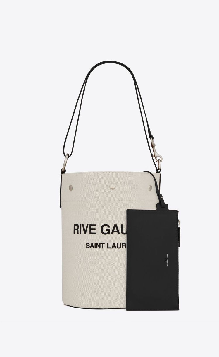 Rive Gauche帆布與黑色小牛皮水桶包，44,000元。圖／Saint Laurent提供