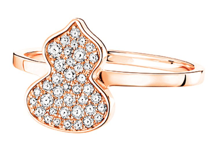 Qeelin Petite Wulu 18K玫瑰金鑲鑽戒指，66,000元。圖 ...