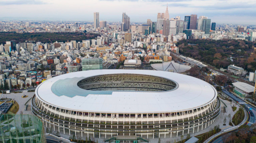 隈研吾設計的新國立競技場。圖／翻攝自2020 tokyo olympics推特