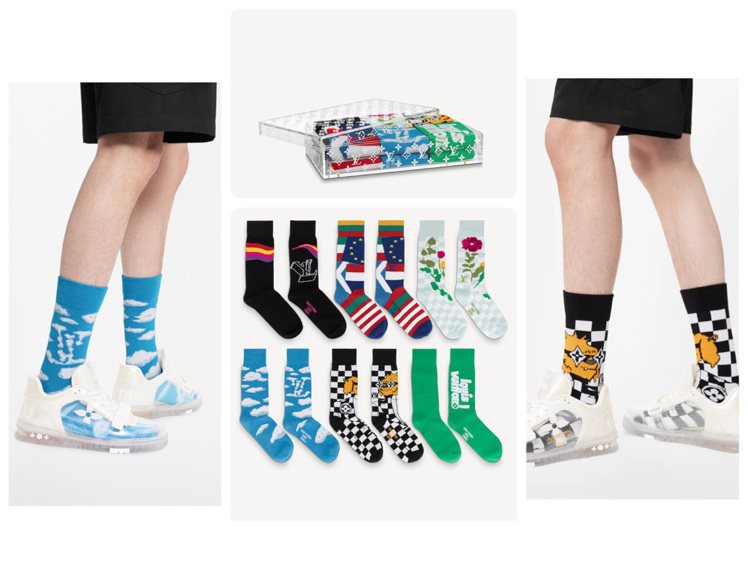 LV Archives襪子套裝共有6雙顏色各異的襪款，售價77,500元。圖／取...