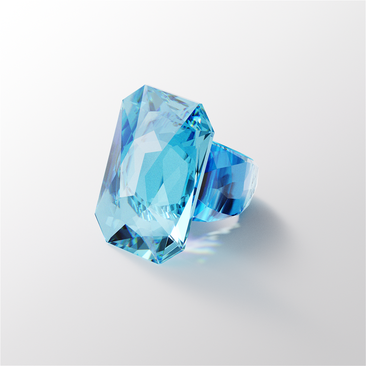 Collection One系列藍色水晶戒指，價格店洽。圖／施華洛世奇提供