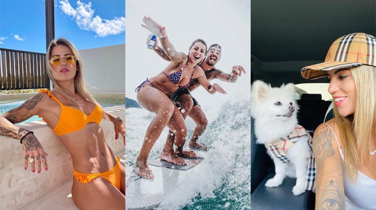 巴西滑板女帝Leticia Bufoni的IG有許多動感的戶外活動照片，也有她和愛犬同穿BURBERRY的照片。圖／取自IG