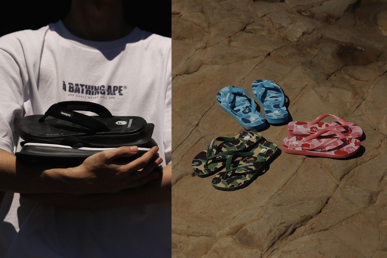 BAPE聯手Havaianas打造夏季最潮涼拖鞋  招牌迷彩、猿人頭都不缺席